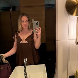 Elegant Brown Women's Mini Dress